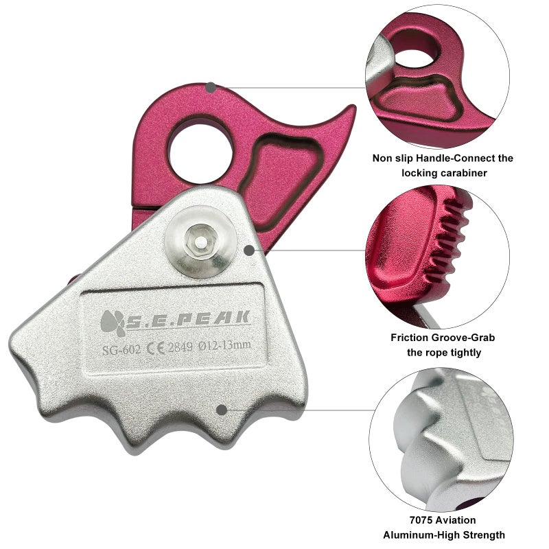 S.E.PEAK SEPEAK Climbing Ascender 15kN Rope Grab Ascender  Flip Line Adjuster  Fall Protection Belay Device for Rock Climbing Tree Arborist/Fit for 11~13 MM Rope - Image 4